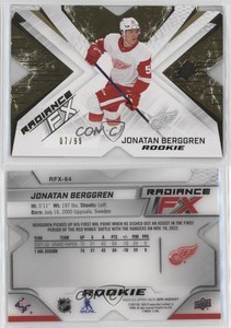 2022-23 SPx Radiance F/X Rookies Gold /99 Jonatan Berggren #RFX-64 Rookie RC