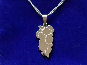 Albanien Karte Anhänger Halskette & Geschenkbeutel, Edelstahl, Silber Metallflagge - Bild 1 von 2