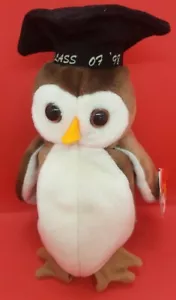 TY 1998 WISE the GRADUATION BÚHO BEANIE BABY - COMO NUEVO con ETIQUETAS COMO NUEVO - Imagen 1 de 6