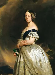 Viktorianische Postkarte: Repro - hübsche junge Königin Victoria - 1840 - F. Winterhalter - Bild 1 von 3