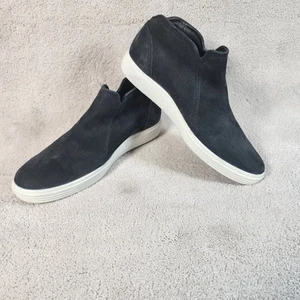 ECCO Soft Black Nunbuck Leather High Top Sneakers Danish Design Women's Sz 9 - Picture 1 of 11