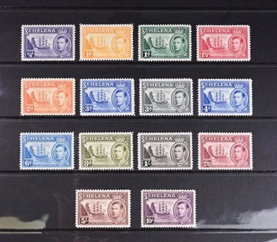 Estampillas de colonia británica con bisagras de St. Helena Scott # 118-127 en estado bastante bueno gato $101 Foto 1 de 2