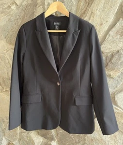 Blazer Nicole Miller Negro Un Botón Talla L Manga Larga Bolsillos Elásticos - Imagen 1 de 10