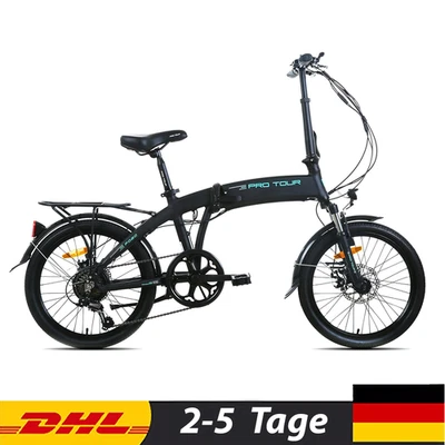 20 Zoll Klapprad 250W 9 Geschwindigkeit Faltrad Mini Stadtfahrrad Schwarz Neu - Bild 1 von 4
