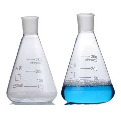 25ml-2000ml Quartz Erlenmeyer Flask Conical Chemistry Lab Glassware Supply - Image 1 of 4