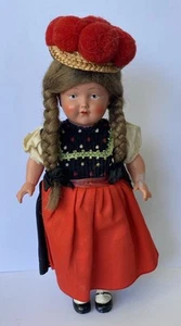 LOVELY VINTAGE c1950s GERMAN SCHILDKROT HAND PAINTED CELLULOID DOLL - Picture 1 of 6