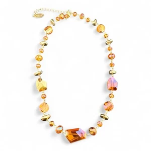 Hermoso Collar de Cristal Facetado Color Topacio Firmado Bocar-Cadena de 20-23 Pulgadas - Imagen 1 de 6