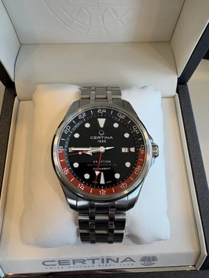 Certina DS Action GMT Powermatic 80 43mm - Black and Red On Bracelet - Image 1 of 4
