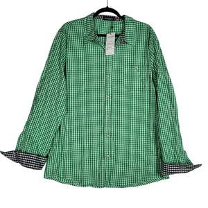 Gingham kariertes geknöpftes Hemd Herren 3XL grün schwarz zweifarbig adretter Urlaub neu mit Etikett - Bild 1 von 7