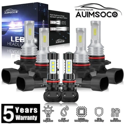 For Chrysler Sebring 2007-2009 LED Headlight Kit + Fog Light Bulbs Combo 6x 60W - Image 1 of 4