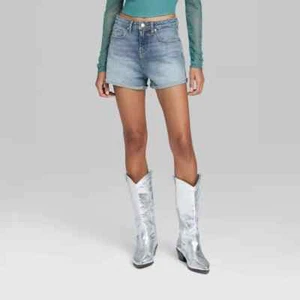 Wild Fable Women's High-Rise Rolled Cuff Jean Shorts Blue Size 2 - Picture 1 of 11