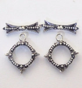 5 SET 17X20MM BALI TOGGLE CLASP ANTIQUE STERLING SILVER PLATED 948 ATL-307 - Picture 1 of 1