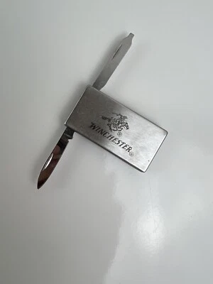 Vintage Winchester Multi Tool Pocket Knife Utility Money Clip Silver 2" USED - Image 1 of 4