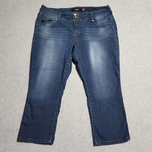 Torrid Plus Size 18 Mid Rise 3-Button Capri Crop Blue Jeans Stretch - Picture 1 of 21