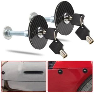 1 Par Universal Racing Fibra de Carbono Montaje Capó Pestillo Pin Llave Kit de Bloqueo - Imagen 1 de 12