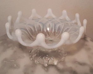 Northwood White Opalescent Open O's Novelty Bowl - Picture 1 of 2