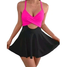 B2prity Cutout One Piece Skirt Swimsuit Swimdress Tummy Control NEW W/ TAGS SZ M - Picture 1 of 9