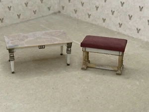 dollhouse ideal petite princess coffee table and bench  - Picture 1 of 9