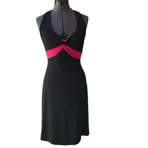 B. Darlin Women's Halter Dress Black/Pink Size 5/6 V-Neck Knee-Length - Picture 1 of 6