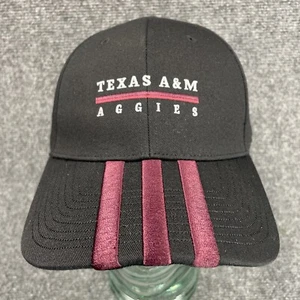 Texas A&M Aggies Hat Black Three Stripe Strap-Back NCAA Baseball Cap - Picture 1 of 5
