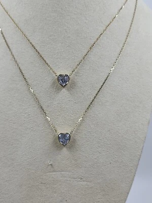 Collares Diamonique x Jennifer Coffey 2 circonitas corazón ajustable enchapado en 14K Foto 1 de 4