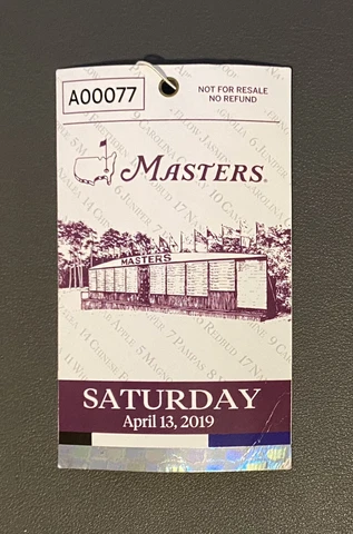 2019 Masters Tournament Augusta National Golf Saturday Ticket Badge Tiger Woods Cover