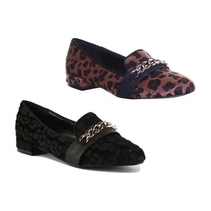 Zapatos Ballerina De Piel Para Mujeres Con Cadena En Negro Talla UK 2 - 8 - Imagen 1 de 14