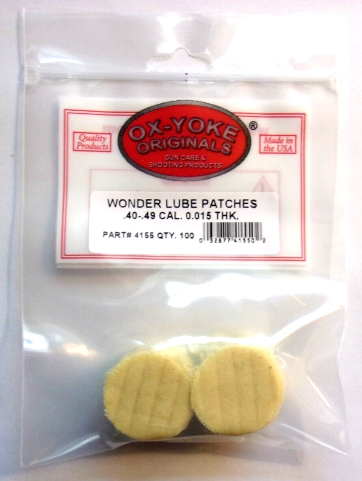 Rifle Best Shooting Patches - 100 algodón pre lubricado ajuste .40 - .49 Cal .015 grueso Foto 1 de 3