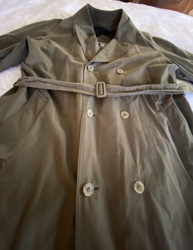 Fodera in lana rimovibile vintage Burberrys da uomo cachi lunga taglia 42R