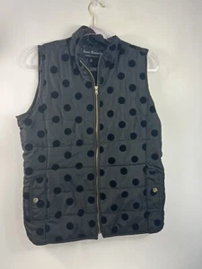 Jason Maxwell Vest Women's Sz M Black Zip Snap Pockets Polka Dots - Picture 1 of 8