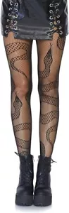 Women Snake Print Fishnet Stockings High Waist Tights Halloween See-through New - Picture 1 of 5