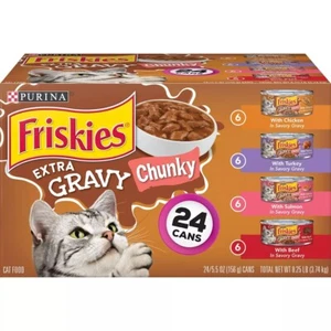 Purina Friskies Extra Gravy Chunky Chicken, Turkey, Salmon & Beef Wet Cat Food - Picture 1 of 5