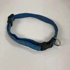 Dog Collar Blue Green Adjustable Nylon Up To 14 Inches - Picture 1 of 3