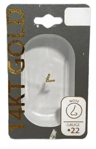 14k Yellow Gold 22g Beaded V Nose Stud Bone Ring Body Jewelry - Picture 1 of 4