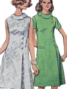 1960s Cowl Collar Asymmetric A Line Midi Dress Simplicity 8541 Sewing Pattern - Picture 1 of 3
