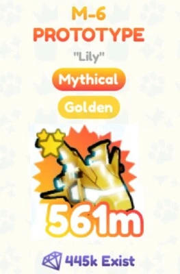 Gold Golden M-6 M6 Prototype Mythical Pet Simulator sim X PSX for Roblox