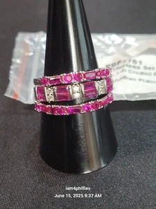 Bomb Party RBP7761- The Timeless Set, Sz 10 Lab Created Ruby Rhodium Plated - Picture 1 of 4