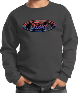 Kids Ford Oval Sweatshirt Distressed Logo - Picture 1 of 19
