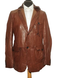 CHAQUETA BLAZER DE CUERO DE CORDERO ARTESANAL A MANO HUGO BOSS JEREMY-D TALLA 40"" DE LARGO - Imagen 1 de 20