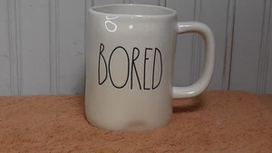 Rae Dunn BORED LL Large Letter Mug Coffee Tea Cocoa Farmhouse Cream Black Big - Picture 1 of 7