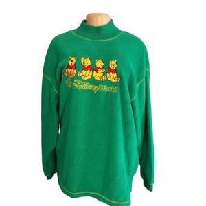 Disney World Green Winnie The Pooh Fleece Sweater Sweatshirt Vintage Size Large - Picture 1 of 10