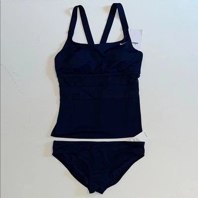 Nike Traje de Baño Mujer L Tankini Top Bikini Parte Inferior Azul 2 piezas Almohadillas Sólidas Nuevo con Etiquetas $100 Foto 1 de 4