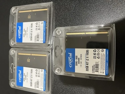 Crucial CT2K16G56C46S5 32GB (2x 16GB) DDR5-5600 SO-DIMM Laptop Memory Kit *NEW* - Image 1 of 2