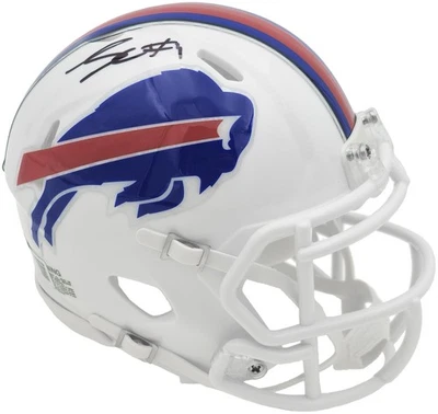 Minicasco Beckett Wit autografiado firmado por James Cook Buffalo Bills White Speed Foto 1 de 4