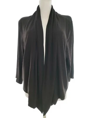 Collection Debenhams  Größe 22 (50) Schwarz Langer Offener Cardigan Manche 3/4 F - Bild 1 von 4