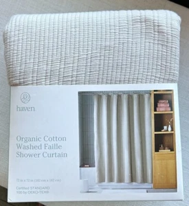 Haven Organic 100% Cotton Washed Faille 72" X 72" Pumice Stone Shower Curtain - Picture 1 of 3