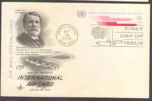 UN. UXC9. 15c. UN emblem & Stylized Planes. Air Postal Card FDC. 1972 -1 - Picture 1 of 1
