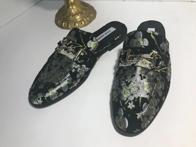 Mocasín Steve Madden tapiz brocado tela plata horsebit tobogán nuevo sin caja talla 9 EE. UU. Foto 1 de 4