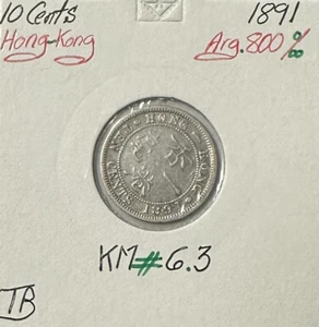 HONG KONG - 10 CENTS 1891 - Pièce de Monnaie en ARGENT // Qualité : TB - Picture 1 of 2
