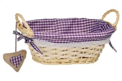 Oval Bread Basket Purple 27cm Willow Rustic Design - Image 1 of 4